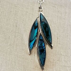 Blue Abalone shell pendant necklace